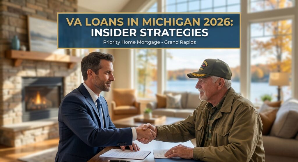 Veteran reviewing VA loan options with a mortgage expert in Michigan
