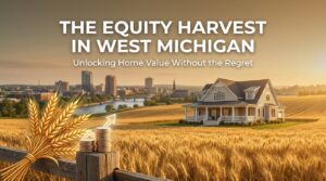 Homeowner reviewing home equity options with a mortgage advisor in West Michigan