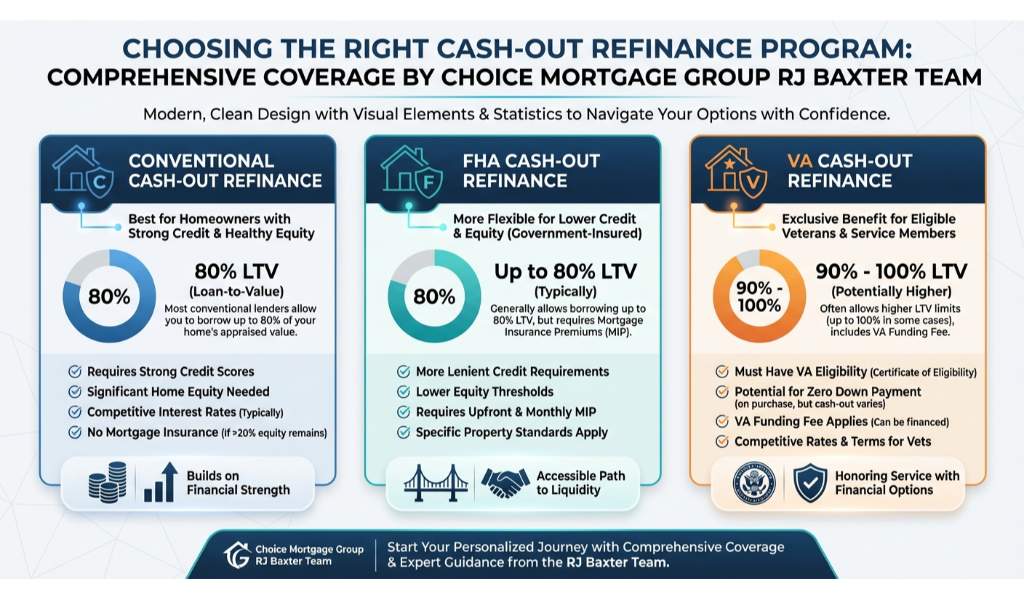 Exploring Conventional, FHA, and VA Cash-Out Options