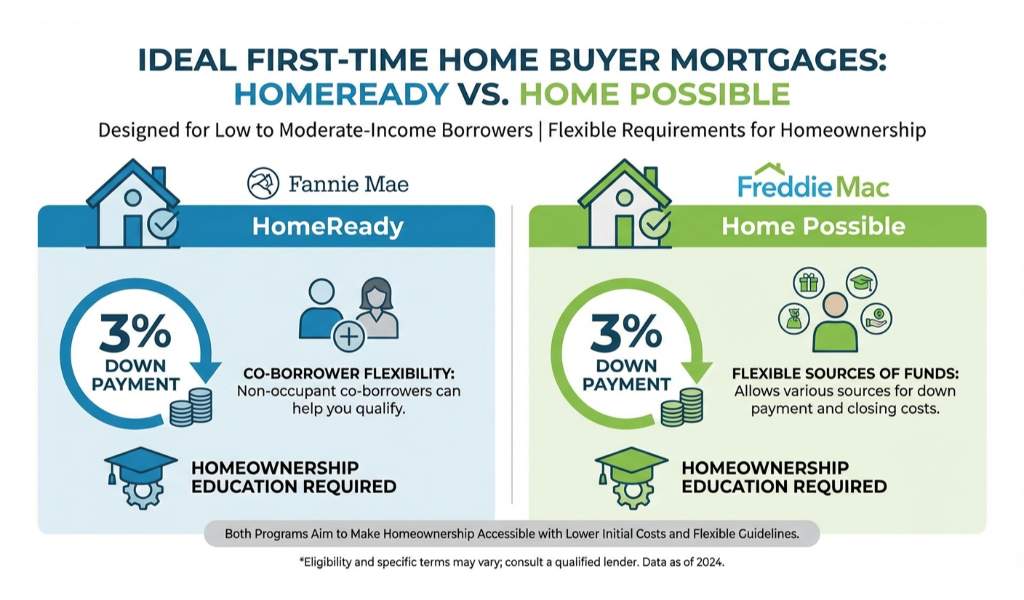 Top First-Time Home Buyer Mortgage Programs: HomeReady and Home Possible