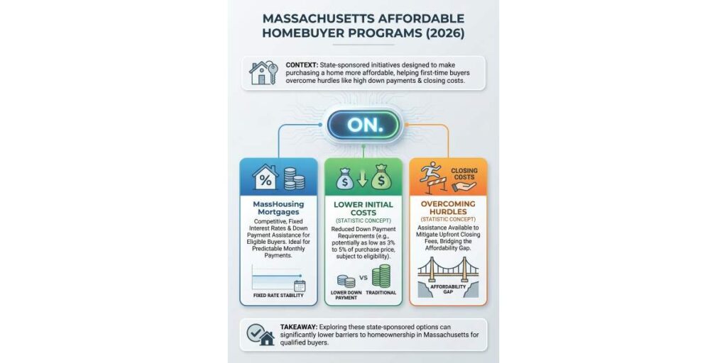 Navigating the 2026 Massachusetts Housing Market Stepping into the real estate market as a first-time buyer can feel overwhelming, but 2026 brings a wealth of new opportunities. Whether you are looking for a cozy home in North Attleborough or exploring neighborhoods around the greater Providence, MA area, understanding your financing options is the crucial first step. At Main Street Home Loans, David Licciardi and his expert mortgage team are dedicated to simplifying the homebuying process. From getting pre-approved to securing the best possible interest rate, our team is here to guide you. In this comprehensive guide, we will explore the top programs, loans, and grants specifically designed to help Massachusetts residents achieve their dream of homeownership in 2026. Pre-approval: Know your budget before you shop. Loan Options: Find the perfect fit for your financial goals. Local Expertise: Leverage our deep knowledge of the Massachusetts and Providence markets. Ready to see how much you qualify for in today's market? Get started with our team today. Top First-Time Homebuyer Programs and Grants in MA Create a professional infographic about this content in portrait orientation. Context: Massachusetts Massachusetts offers several incredible programs designed to make purchasing a home more affordable. By taking advantage of these state-sponsored initiatives, first-time buyers can overcome common hurdles like high down payments and closing costs. Here are some of the most popular programs available in 2026: MassHousing Mortgages: These loans offer competitive, fixed interest rates and down payment assistance for eligible buyers. They are ideal for those who want predictable monthly payments. ONE Mortgage Program: Created by the Massachusetts Housing Partnership, this program offers low fixed rates and a state subsidy to help low and moderate-income buyers afford their monthly mortgage payments. Federal Programs: Do not overlook national options. FHA loans are incredibly popular for buyers with lower credit scores, while VA loans offer zero down payment options for eligible veterans. USDA loans provide fantastic opportunities for rural properties. Working with an experienced lender like David Licciardi ensures you are matched with the exact program that fits your unique financial profile. We take the time to evaluate all loan programs to secure the most competitive rates for your home financing needs.